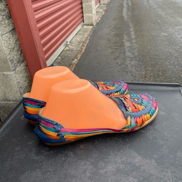 Totuga Women’s Multi Color hand made huarache made in Mexico Sandals Size 9.5 - Picture 5 of 12
